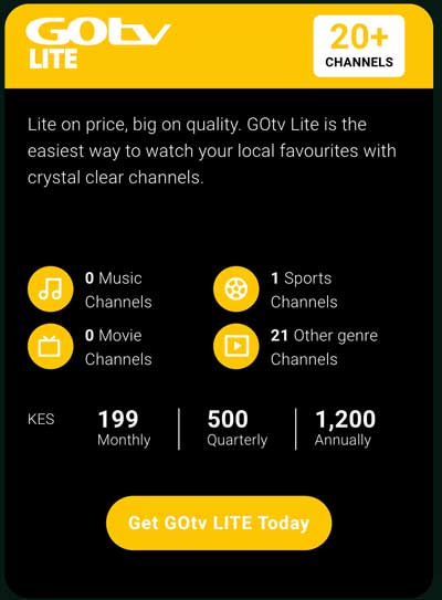 GOtv Lite - gotv packages kenya