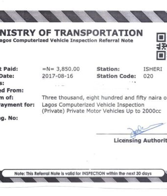 Road Worthiness Certificate in Nigeria