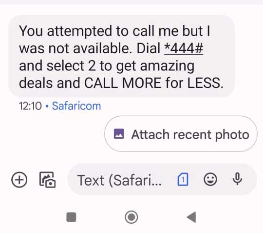 How to activate Safaricom You Attempted to Call me sms?