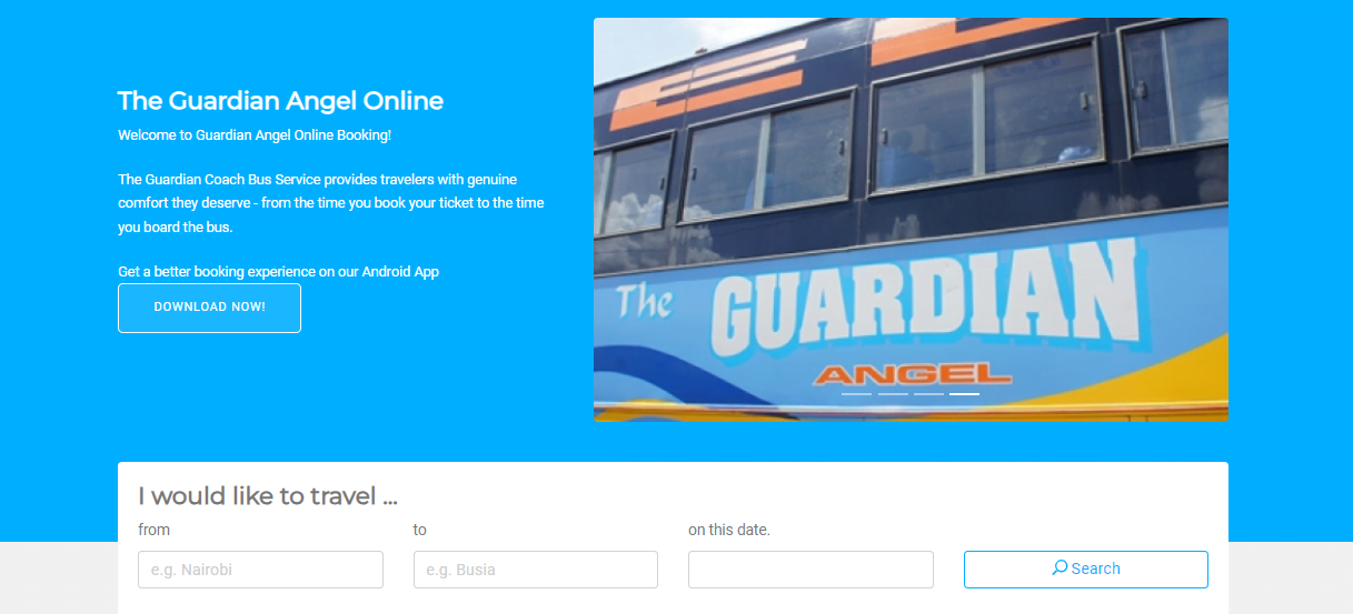 How to book Guardian Angel bus tickets online and pay with Mpesa