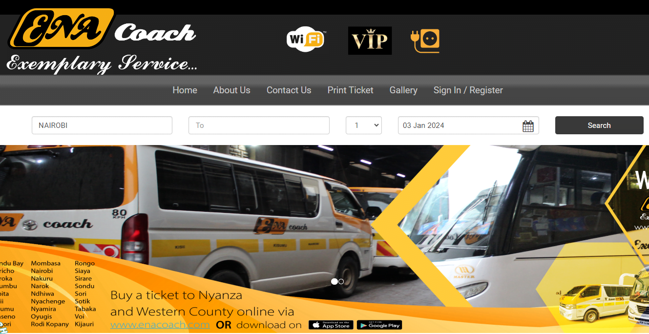 Booking ENA COACH Mpesa online